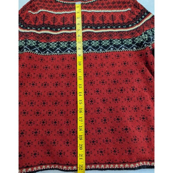 Telluride Clothing Cardigan Womens Medium Wool Red Fair Isle Nordic Cottagecore - Picture 8 of 11